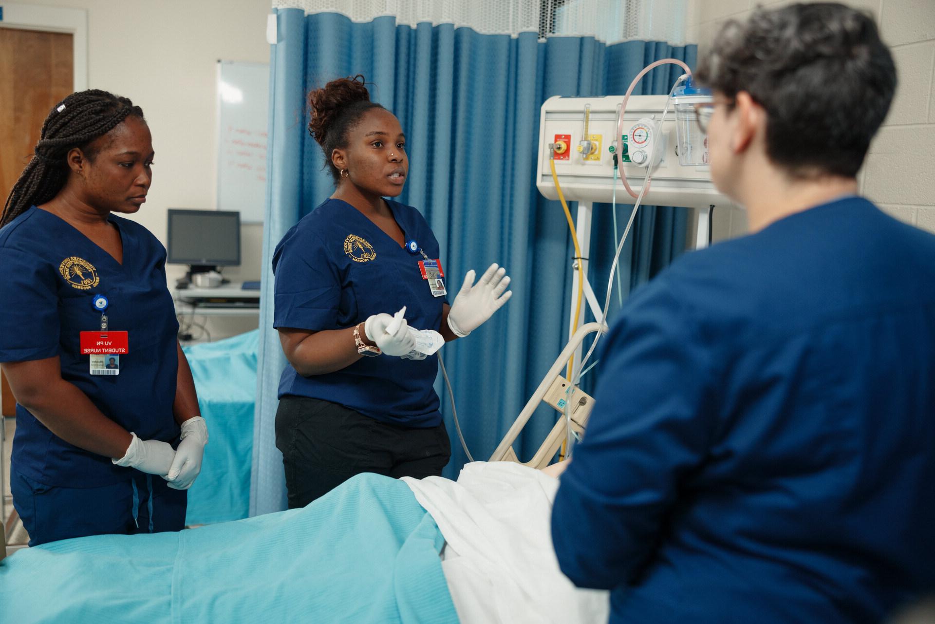 Nursing student scanning a bottle